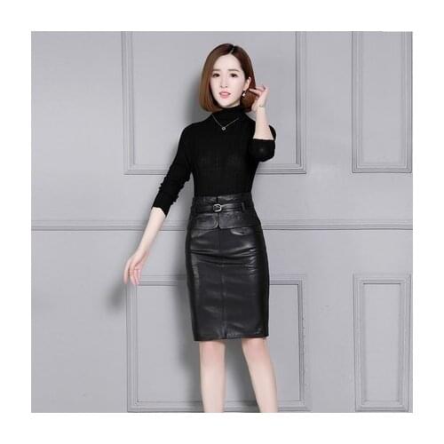 Top brand Genuine New Fashion Sheep Leather Skirt K18 high quality