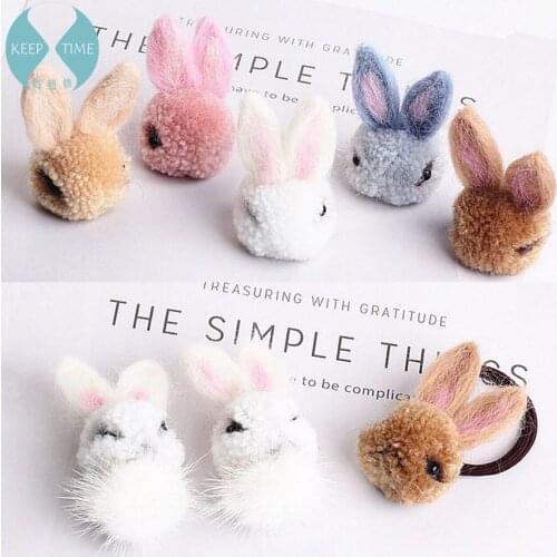 DIY handmade jewelry accessories wool cute cartoon rabbit earrings hair ornament materials