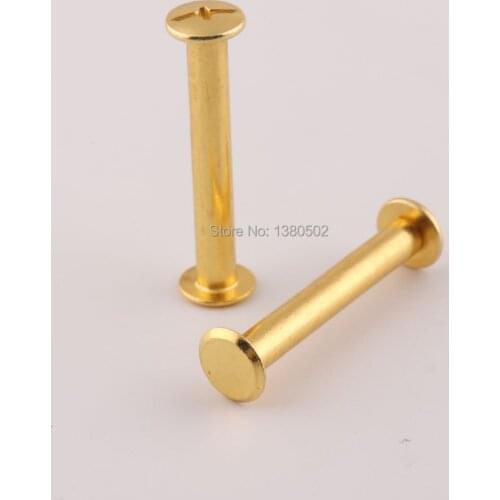 20sets 38*10mm gold color metal Account Books Screw Snap Rivet Studs Book Butt Binding Nails