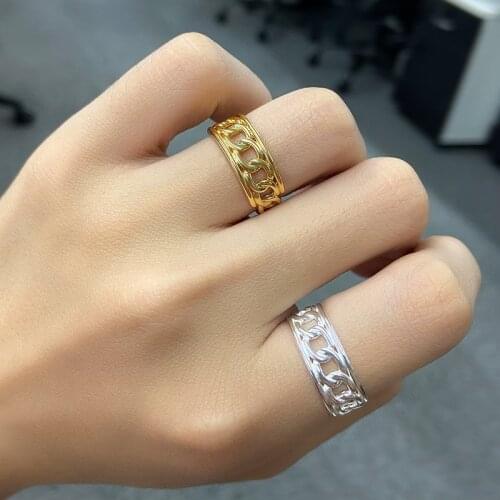 Gold Color Chain Ring Copper Rings For Men Womens Rings Geometry Ring Finger Gold Silver Color Ring Set Women Jewelry Gifts