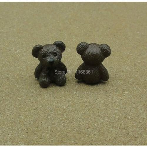 1pcs/lot resin solid dark chocolate bear cartoon 19mm fairy garden gnome moss terrarium decor crafts bonsai home DIY A108-1