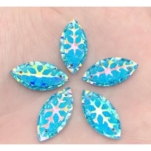 11*24mm AB Snowflake & Leaf Flatback Resin Rhinestones Crystal clothing crafts Accessories 200pcs -E505*5