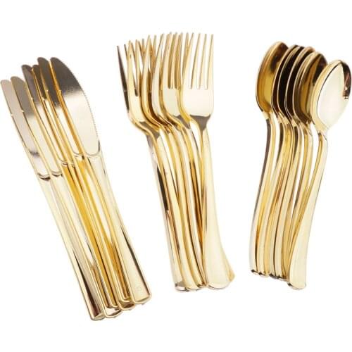 18 Pcs Disposable Cutlery Set Plastic Fork Spoon Party Tableware Decor