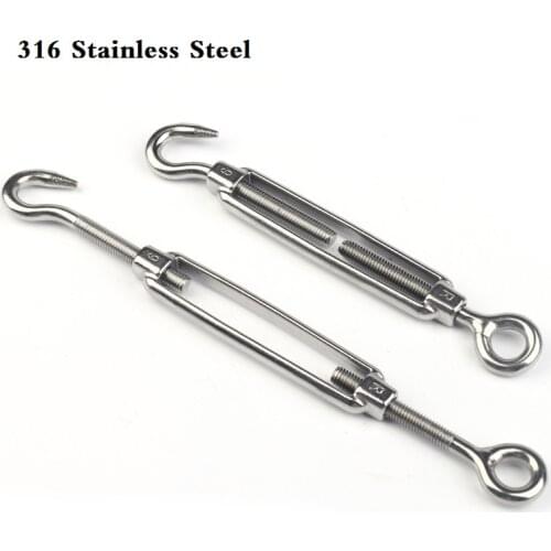 2pcs/5pcs 316 Stainless Steel Adjust Chain Rigging Hooks & Eye Turnbuckle Wire Rope Tension Device Line OC Type