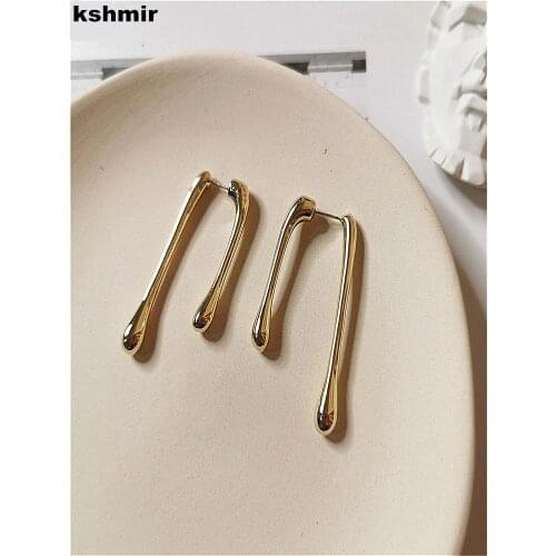 4.5*2 centímetros Irregular. Brincos dourados longos franceses. Brincos de metal gotículas geométricas brincos feminino festa