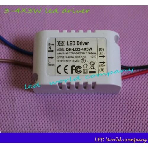 5pcs/lot 3-4x3W 85-265V 8-14V 300mA-600mA LED Driver Convertor Transformer Ceiling Light Power Supply led driver