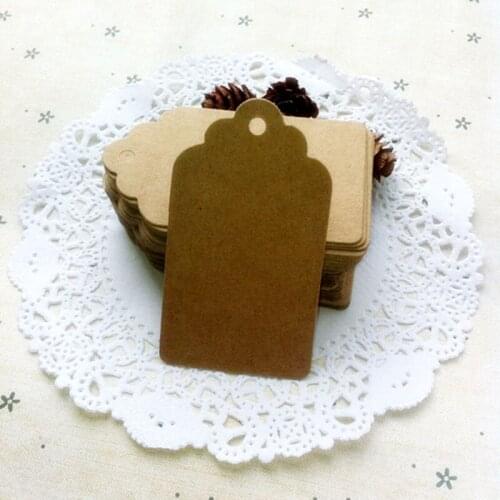 500ps Brown 4x7cm Blank Retangle Kraft Hang Tags Wedding Party Favor Price Gift Cards