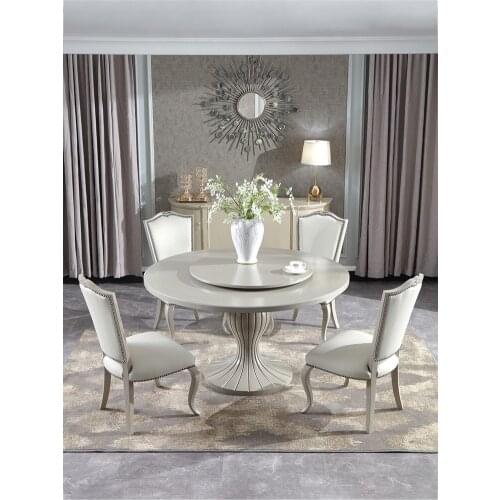 Baijiahui American solid wood modern simple dining chair group European round table with turntable da03