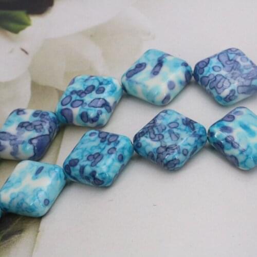 Riverstones Square diagonal shape loose beads 14mm DIY 15 inches Three colors can be selected jewelry making design gift