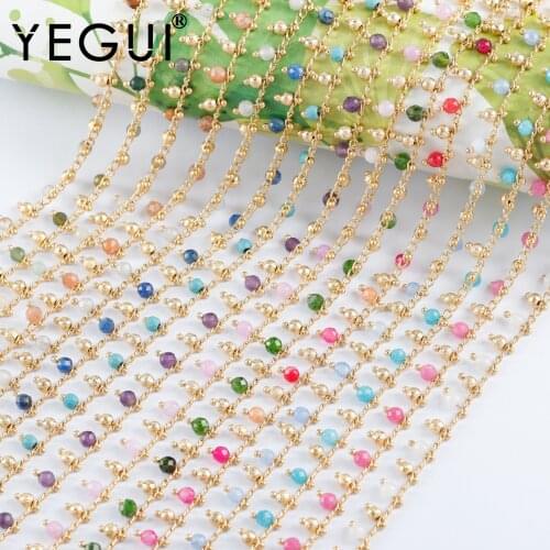 YEGUI C228,diy chain,jewelry findings,18k gold plated,copper metal,natural stone,diy bracelet necklace,jewelry making,1m/lot