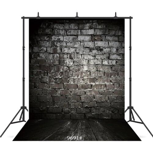 Black Brick Wall Floor Vinyl Photography Background for Children Baby Shower New Born Portrait Customized Backdrop Photocall