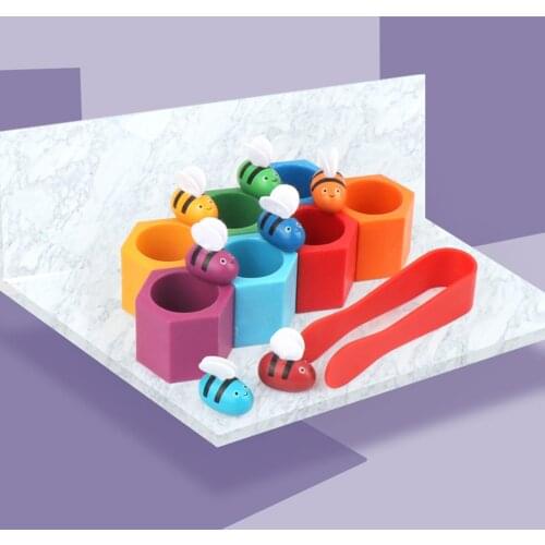 Wooden Beehive Board Clipping Bee Color Cognition Game Interactive Children Learning Toys