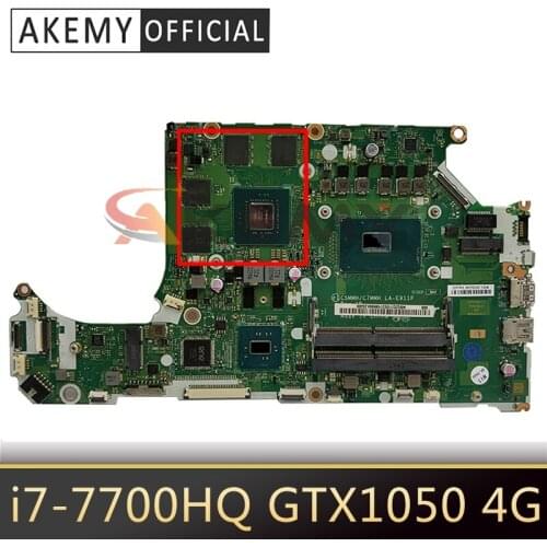 For ACER AN515-51Motherboard AN517-71G C5MMH/C7MMH LA-E911P MBQ2Q11002 i7-7700HQ GTX1050 4G DDR4 100% Test Ok Mainboard