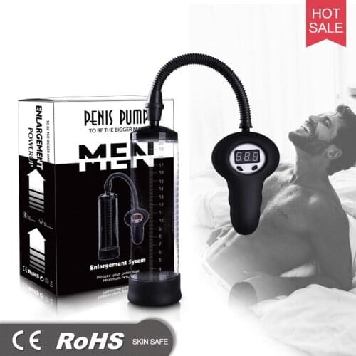 Electric Peni-s Pump Penes Extender Enlargement Device with LCD Display Men Dick Erection Assisting Vacuum Cup Lasting Trainer