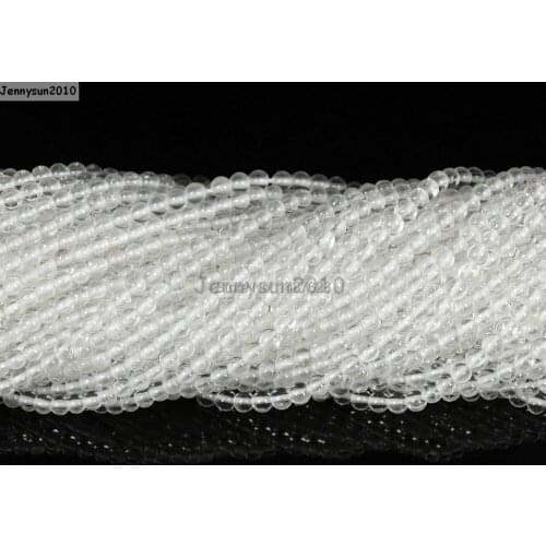 Natural Crystal Quartz Gems Stones 2mm Smooth Round Spacer Loose Beads 15'' Strand for Jewelry Making Crafts 5 Strands/Pack