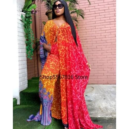 Two Piece Pants Set Outfits African Clothes Print Dresses for Women 2021 Summer Fashion Robe Suit Long Maxi Dress Sets Plus Size