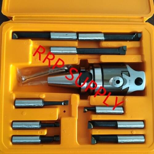 BT40 taper, F1-12 50mm boring head with BT40 shank and 9pcs 12mm boring bars, boring head set