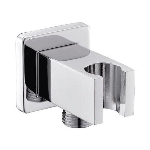 Vidric Square Hand held Shower Head Wall Outlet Elbow with Holder, Wall Mounted shower head support for shower head