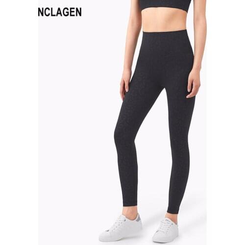 NCLAGEN Leggings Sport Women Fitness Elastic High Waist Leopard Print GYM Yoga Pants Squat Proof Tummy Control Pockets Tights
