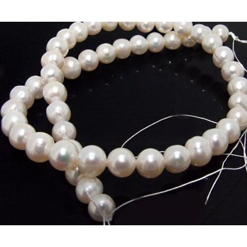 Unique Pearls jewellery Store,8mm White Freshwater Pearl Loose Beads One Full Strand DIY Pearl Necklace Material,LS3-22