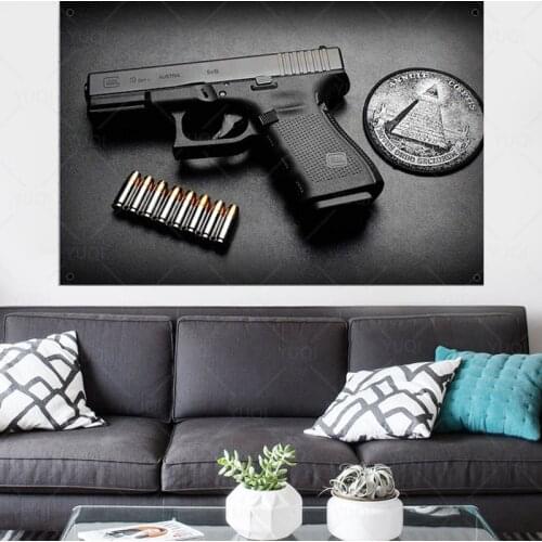 Metal Tin sign Austrian Gun The Glock 19 Retro Plaque Pistol Bullet Iron Plate Interior Decoration Gun Shop Bar Pub
