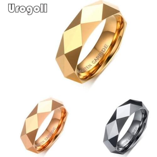 Fashion Man Ring 6MM 3 Color Tungsten Carbide Rings Wedding Bands For Trendy Men Gold Plating Wedding Party Jewelry Ring