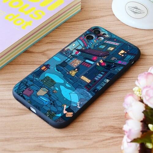 For iPhone Rainy Day Encounter Print Soft Matt Apple iPhone Case 6 7 8 11 12 Plus Pro X XR XS MAX SE
