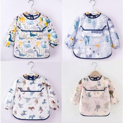 Bib Cotton Smock Children Waterproof Washable Dirty Boys Baby Girls Apron Long Sleeve Clothes Baberos Bebe Impermeables Babero
