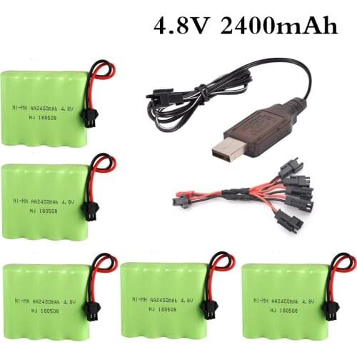 4.8V 2400mAh Ni-Mh Battery With 5 in 1 Charger For Remote Control Toys Lighting Electric Tool AA Group RC TOYS Battery Group
