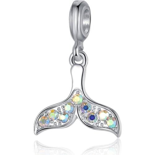 New Original Alloy Bead Filled With Romance Animal Fish Tail Color Charm Fit Pandora Bracelet Bangle Necklace DIY Women Jewelry