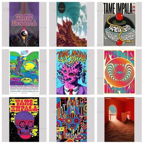 New Tame Impala Psychedelic Poster and Prints Rock Music Band Tour Art Canvas Painting Wall Pictures for Living Room Home Decor