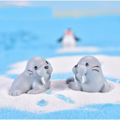 Beach Walrus Animal Model Mini Statue Figurine Christmas Crafts Figurine Ornament Miniatures New Year Home Decor Kids Gift 1PC
