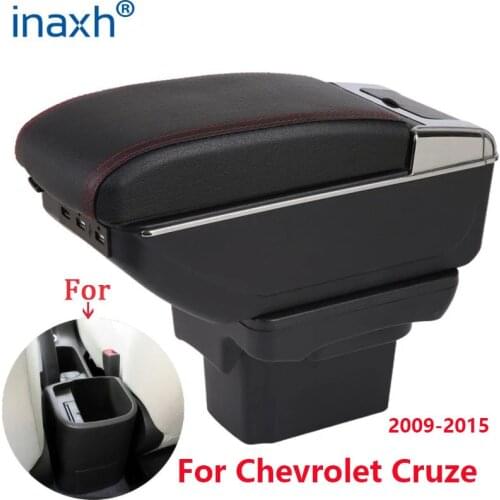 For Chevrolet CRUZE Armrest Retrofit parts Storage box car accessories Car Armrest box Interior with USB LED light