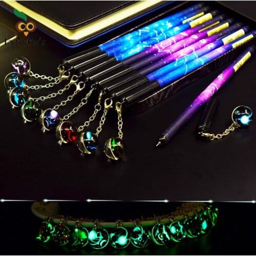 1 PCS Stationery Constellation Noctilucent Pendant Black Student Neutral Cute Kawaii Signature Lovely Pendant Gel Pen