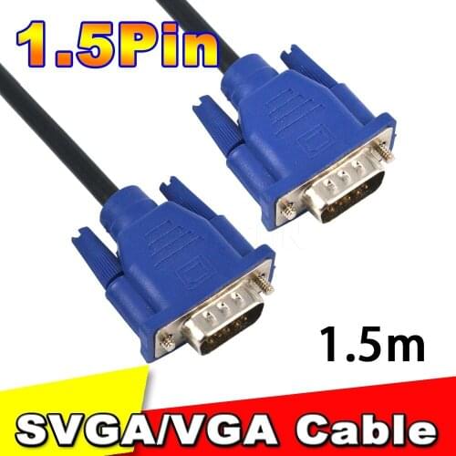 Portable Mini 1.5M VGA Cable VGA To VGA Flat Cable Male To Male 15 Pin Extension For PC Computre CRT LCD LED Monitor