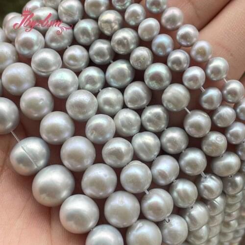 5-7,6-8,7-9mm Nearround Freshwater Pearl Gray Beads Loose Natural Stone Beads For DIY Bracelets Necklace Jewelry Making Str 15"