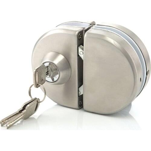 Durable Metal Chrome Stainless Steel 10mm -12mm Glass Door Anti-theft Security Lock Double Swing Hinged Frameless With 3 Keys