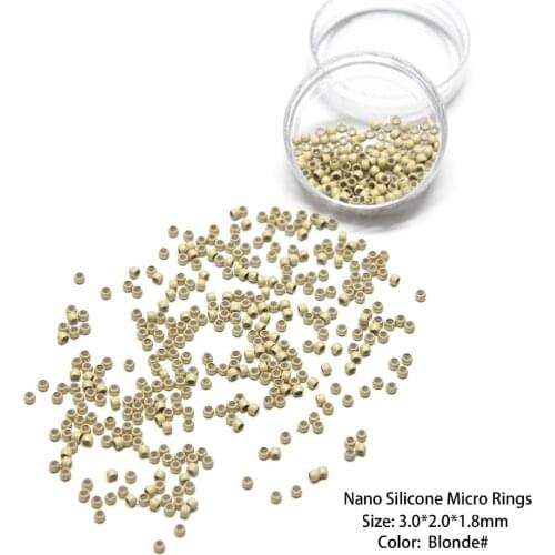 Neitsi Silicone Nano Ring Beads For Micro Loop Links Fusion Keratin Human Hair Extensions 1000 Beads Blonde