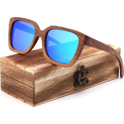 Retro men polarized women sunglasses bamboo glasses Ladie handmade blue beach UV400 With bamboo box Occhiali da sole donna