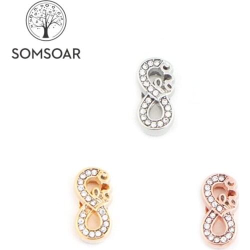 Somsoar Jewelry Infinite love Slide Charms fit 10mm Stainless steel Mesh Bracelet accessories as Mothers Day Gift 10pcs/lot