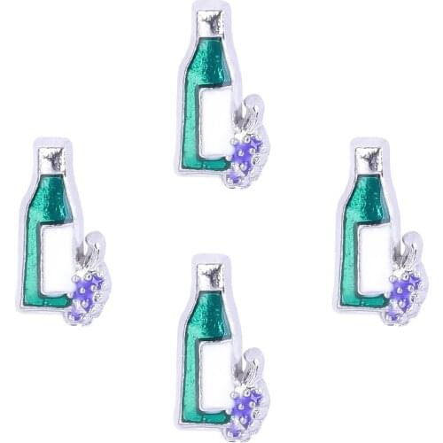 20Pcs/Lot Vintage Handmade Grape Wine Bottle Floating Charms Fit Glass Living Memory Locket Wedding Gift Jewelry F238