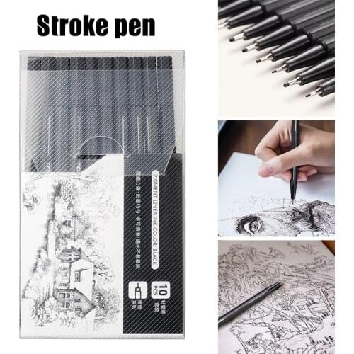 Waterproof Fade Resistant Drawing Pen Fine Line Marker Black Ink Micron Sketching Comics Drawing Art Supplies UY8
