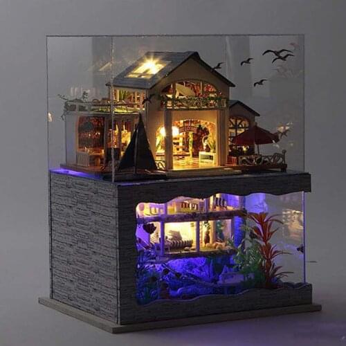 Funny Electric LED Light Creative DIY Craft Model Kids Toy For Girls Boys Handmade Art Hawaii Landscape Model Toys For Children