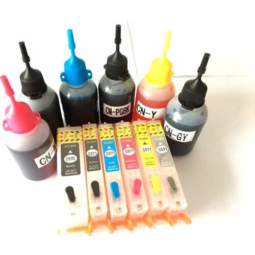6 Colors PGI-570 CLI-571 Ink Refill Kit For Canon PIXMA MG7750 MG7751 MG7752 MG7753 printer With ARC Chips