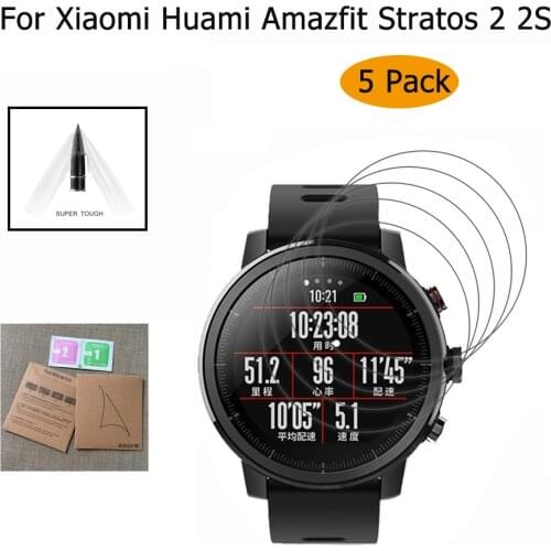 5Pack For Xiaomi Huami Amazfit Stratos 2 2S Smart Watch Film High Definition Clear matte Full Coverage Soft TPU Screen Protector
