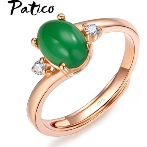Simple Fashion Women Open Opal Rings 925 Sterling Silver Rose Gold Wedding Engagement Jewelry Opening Rings Wholesale