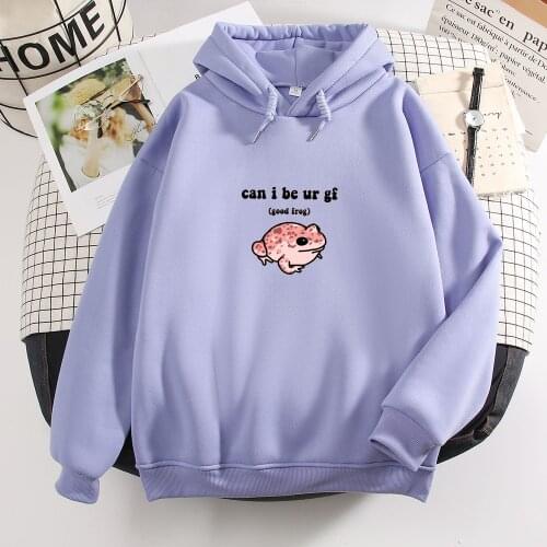 Funny Frog Hoodies Women Letter Printed Plus Size Harajuku Pullover Sweatshirt Soft Long Sleeve Hoodie for Girls Korean Clothing