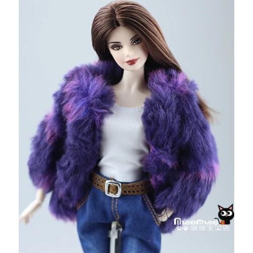 Free Shipping winter coat hot Doll clothes purple jacket doll Accessories Doll coat For barbie doll