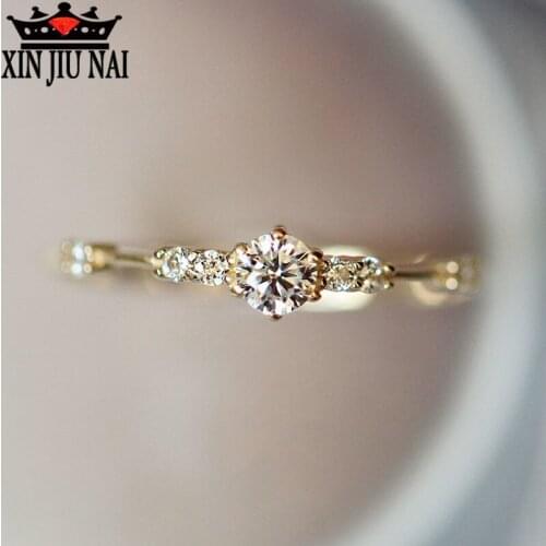 Gold and silver classic simple crystal line jewelry diamond ring party casual high-end jewelry fashion Valentine engagement ring