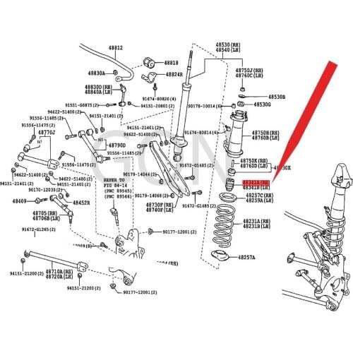 No. 1 right rear spring buffer block 2005-Toy ota REIZCROWN steam shock absorber buffer rubber block, rear machine buffer rubber